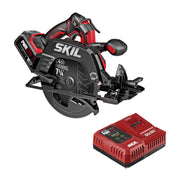 SKIL PWR CORE 20 Brushless 20V Circular Saw Kit, 7-1/4 Inch Blade, 5300 RPM, Cast Aluminum, Electric Brake, Red, CR5440B-10