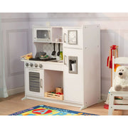 Melissa & Doug 4338 Wooden Chef's Pretend Play Toy Kitchen With ''Ice'' Cube Dispenser, Cloud White