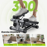 Edx Mini Stepper Machine, Portable Home Fitness Exercise Machine with Adjustable Resistance, Digital Display, Silver, 300 lb Capacity, TBJ-J01-V2-SR