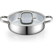 Cook N Home 4 Quart Tri-Ply Clad Stainless Steel Saute Pan with Lid, 10.5 Inch, Induction Compatible, Oven Safe, 02806