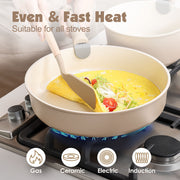 SENSARTE SA-SET35-6PCS-AB Ceramic Nonstick Pots and Pans Set with Removable Handle, 18Pcs Induction Cookware Sets
