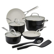 Meyer Corp 12573 KitchenAid Ceramic Forged Aluminum 10 Piece Nonstick Cookware Pots and Pans Set, Onyx Black