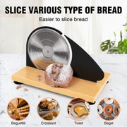 Vanerepok Manual Bread Slicer, Adjustable Thickness Up to 0.9 in, Hand Crank Cutter with Stainless Steel Serrated Blade, Wood Handle, Black