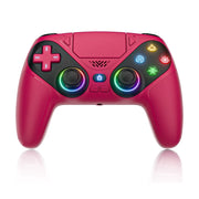 Gamrombo LED Wireless Video Game Controller for P5 Pro Slim and PC, Bluetooth 5.3, RGB Lighting, Dual Vibration, Turbo Function, 6-Axis Motion Control, 3.5mm Audio Jack, Rechargeable Battery, Red, 5188