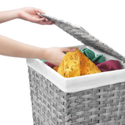 Whitmor Rattique Laundry Hamper with Lid and Removable Liner - Grey