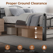 Kinsfook 16674853547 Full Size Metal Bed Frame, Noise-Dampening, 12 Inch Underbed Storage, Black, Heavy-Duty Support, Tool-Free Assembly