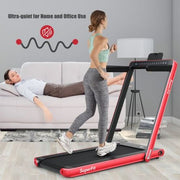 Costway SP37067RE SuperFit 2.25HP 2 in 1 Dual Display Folding Jogging Machine Treadmill W/Bluetooth Speaker Red