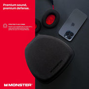 Monster Elements Air Wireless Bluetooth On-Ear Headphones, Ultra-Lightweight, Detachable Pro Mic, 50mm Dynamic Driver, 60-Hour Playtime, Protective Case