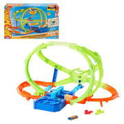 Mattel Hot Wheels Stunt Tracks Hypersphere Crash Playset with Motorized Booster, 1:64 Scale Die-Cast Car, Multicolor