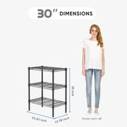 Edx 3-Tier Metal Wire Storage Shelf Unit, Adjustable Height, Black, 31-Inch
