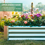 Land Guard Galvanized Steel Raised Garden Bed, 8x4x1ft, Rectangle, Silver