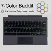 INI Type Cover Bluetooth Keyboard with Multi-Touch Trackpad, Ultra Slim, Black Backlit for Microsoft Surface Pro 7+ to 3