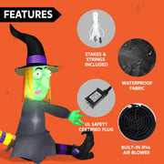 Joiedomi 4FT Halloween Inflatable Witch with Built-in LED Lights, Crashing-into-Tree Design, Durable Vinyl, Outdoor Yard Decor UX-73JL-G69I