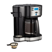Hamilton Beach 47650 2-Way Programmable Coffee Maker, Single-Serve and 12-Cup Pot, Stainless Steel, Glass Carafe