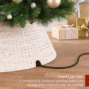 Best Choice Products Woven Hyacinth Christmas Tree Collar with Cord Cut-Out, Rustic Design, 24in, SKY6790