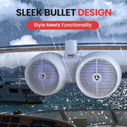 Pyle Bluetooth Waterproof Off-Road Marine Speakers, 8-Inch, 300W, 2-Way with LED Light, Full Range Outdoor Stereo for Car ATV UTV Jeep Boat, Includes Mounting Brackets, Black