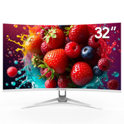 CRUA 32-Inch Curved Computer Monitor, UHD 3840x2160, 75Hz Refresh Rate, 2ms Response Time, 120% sRGB, AMD FreeSync, HDMI & DisplayPort, White