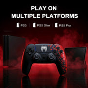 Rotacess Wireless Game Controller for PS5 with Dual Vibration, Motion Sensor, Screenshot Function, 3.5mm Audio Jack, Grey