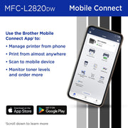 Brother MFC-L2820DW Wireless Compact Monochrome All-in-One Laser Printer with Duplex, 250-Sheet Tray, 50-Page Auto Document Feeder