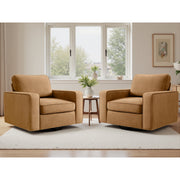 Coolhut 360 Swivel Accent Chair, Upholstered Beige Fabric, 36.2 in Wide, Sturdy Wood Frame with Metal Legs