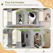 Globlazer 83-Inch Multi-Level Large Cat Tree Tower with Sisal Scratching Posts, Hammock, and 2 Spacious Condos, Light Gray