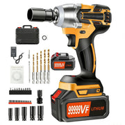 Gijjgole Cordless Impact Wrench, Brushless Motor, 300N.m Torque, 3000 RPM, 6.0 Ah Battery, Charger, 5 Sockets, Yellow
