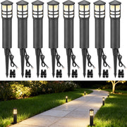 SUNVIE Low Voltage Pathway Lights 8-Pack, 3W LED, 150 Lumens, 3000K Warm White, Aluminum Bollard Landscape Lighting, Black Finish, LYAWB0308C