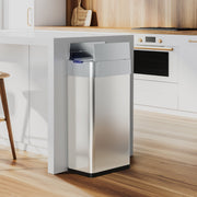Pirecart Pirecart-1057351 18.5 Gallon Automatic Trash Can, Touchless Motion Sensor, Butterfly Split Lid, Soft-Close, Fingerprint-Resistant Stainless Steel, Silver