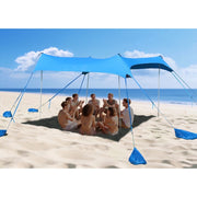 Easierhike 10x10ft Beach Canopy Tent, Windproof Sun Shelter with UPF 50+ UV Protection, Water-Resistant, 8 Large Sandbags, 4 Aluminum Poles, Portable Outdoor Shade, Royal Blue