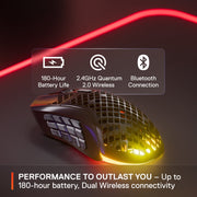 SteelSeries Aerox 9 Wireless Gaming Mouse, Ultra-Lightweight Honeycomb Design, 18 Programmable Buttons, TrueMove Air Optical Sensor 18K DPI, IP54 Water Resistant, Bluetooth 5.0 and 2.4 GHz, USB-C Charging, Black