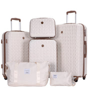 Travelhouse TH2154-6WH Luggage Set 3 Piece Hardside Suitcase TSA Lock Spinner Wheels with Duffel Bag, White