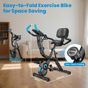 Pooboo 4in1 Folding Magnetic Exercise Bike Indoor Cycling X Bikes Upright with Adjustable Backrest Stationary Bicycle 320lb