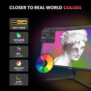 CRUA Curved Gaming Monitor, 24-Inch FHD 1920x1080 VA Panel, 180Hz Refresh Rate, 1ms Response, AMD FreeSync, Low Blue Light, Tilt Adjustable, VESA 75x75mm, Black, CR240DM