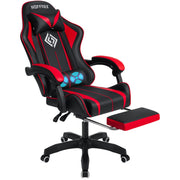 Hoffree Game Chair with Footrest and Massage Lumbar Support Ergonomic Computer Chair Height Adjustable with Swivel Seat and Headrest