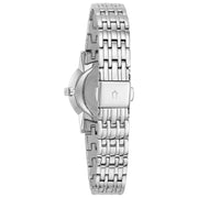 Bulova Women's Classic Diamond Accent Wrist Watch, Silver-Tone Stainless Steel, Mother of Pearl Dial with 12 Diamonds, 27mm, 96P175