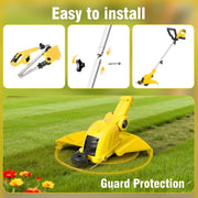 CATGOOD 21V Cordless String Trimmer and Lawn Edger, 3-in-1 Electric Weed Eater with 4AH Battery, Auto Line Feed, Foldable Design, Yellow