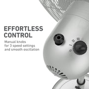 Holmes 16 Inch Oscillating Pedestal Fan, 3-Speed, Adjustable Height and Tilt, Brushed Chrome, 14545