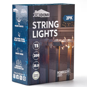 Joyfy 31147-WM Clear Christmas Lights, 39ft, 200 Warm White LED Bulbs, Connectable Waterproof String Lights
