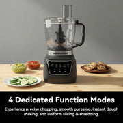 LINKChef Food Processor, 1000W All-Copper Motor, 9-Cup BPA-Free Bowl, 4 Presets, 3-Speed, Slicing and Shredding Discs, Kneading Blade, Black, FP-12