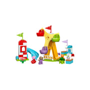 LEGO DUPLO Peppa Pig Funfair Toddler Toy, 53 Pieces, Includes Peppa Pig, Danny Dog, Candy Cat, Rotating Ferris Wheel, Slide, Juice Bar, Ages 2+