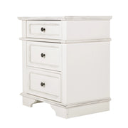 Ktaxon Solid Wood Nightstand with Outlets & USB Ports, 3 Drawer Traditional Cottage Bedside Table, Wash White