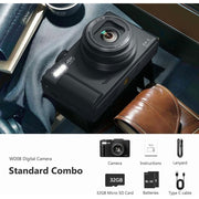 WAWOKV 4K Digital Camera, 64MP Vlogging Camera with 3-Inch 180 Flip Screen, 18X Digital Zoom, Built-In Flash, WiFi Connectivity, Black