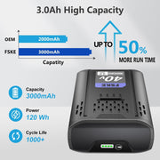 FSKE 3.0Ah 40V Lithium Ion Power Tool Battery Replacement for Kobalt KB340-06 KB240-06 KB240-03 KB2540C-06 KB245-06 KB440
