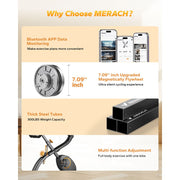 MERACH S15 4-in-1 Folding Upright Exercise Bike with 16 Levels Magnetic Resistance, Built-in Arm Resistance Bands, Adjustable Seat, LCD Monitor, iPad Holder, Quiet Operation