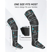 ALLJOY Leg Compression Massager, Heated Compression with 6 Modes and 2 Heat Levels, Adjustable Fit with 4 Extenders, Full Leg Massage for Circulation and Pain Relief