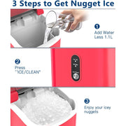 LHRIVER HZB-15N-LH-RDN2 35lbs Countertop Ice Maker, Crushed Nugget Ice Type with Scoop, Red