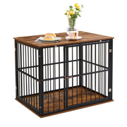 Made4Pets MAMT0191BN-M Heavy-Duty Dog Cage with Wooden Side End Table for Large Dogs 31.1