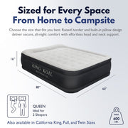 King Koil Plush Pillow Top Luxury Twin Air Mattress with Built-In High-Speed Pump, Water-Resistant, 16in Thick, Coil Beam Construction, Black, 29315
