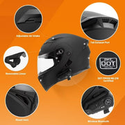Oumurs Motorcycle Bluetooth Modular Full Face Dual Visor Flip-Up Adjustable XL Helmet