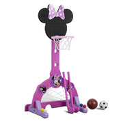 Delta Children Minnie Mouse 4-in-1 Sports Center Adjustable Basketball Hoop Soccer Hockey Net Golf Game Pink SP86612MN-1057